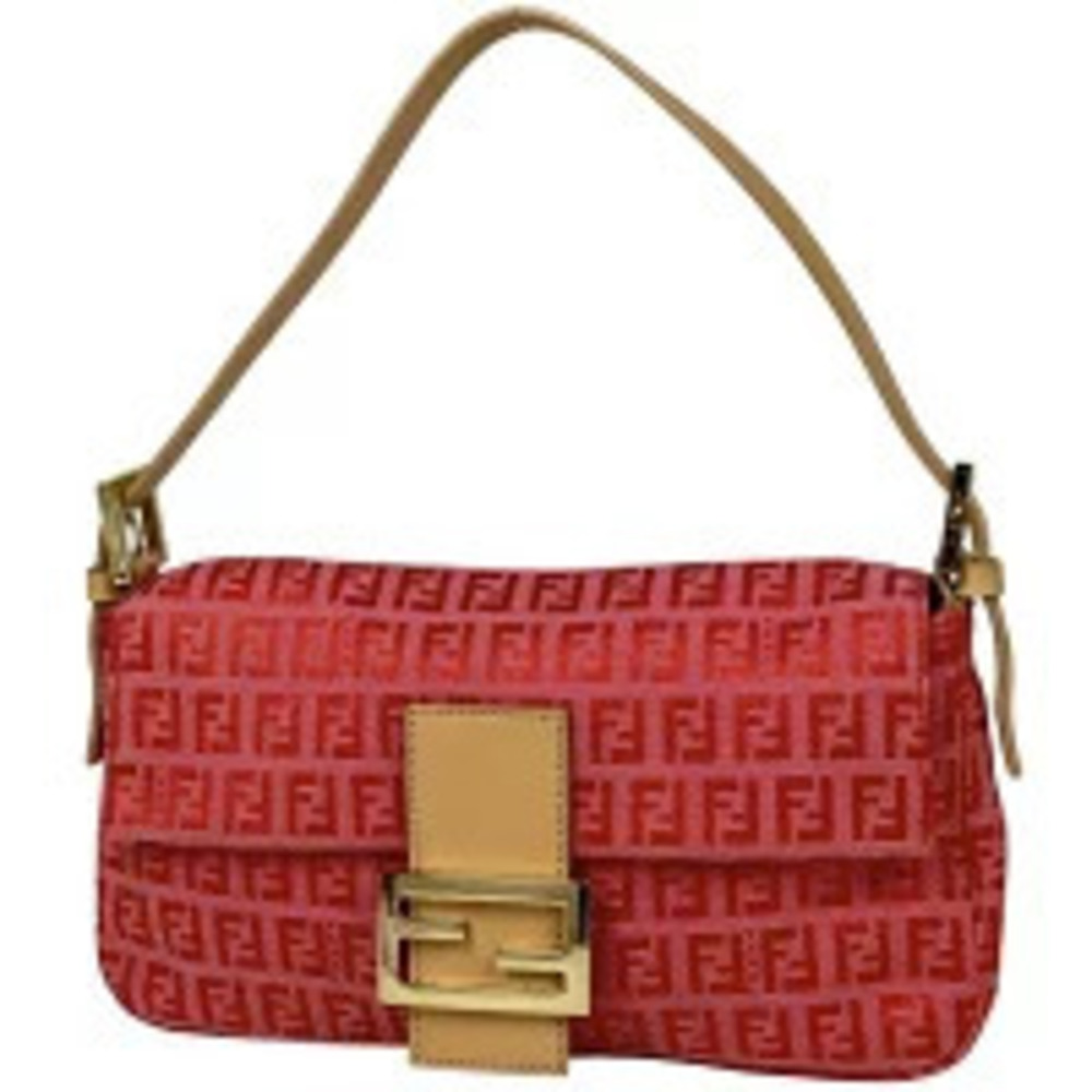 Fendi Mamma Bucket Handbag Zucchino Hobo Bag Canvas Pink